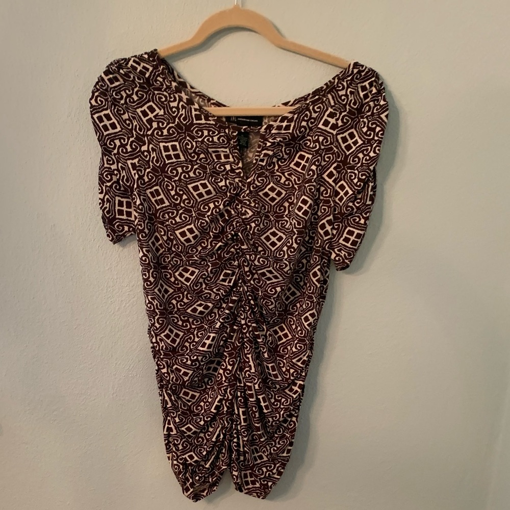 INC Patterned Ruched Top